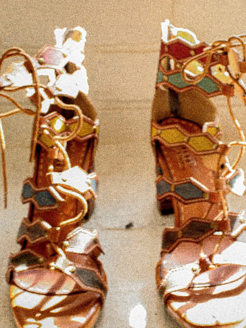 New L’Artiste by Spring Step Multicolor Leather Caged Heel Sandals - Picture 5 of 6